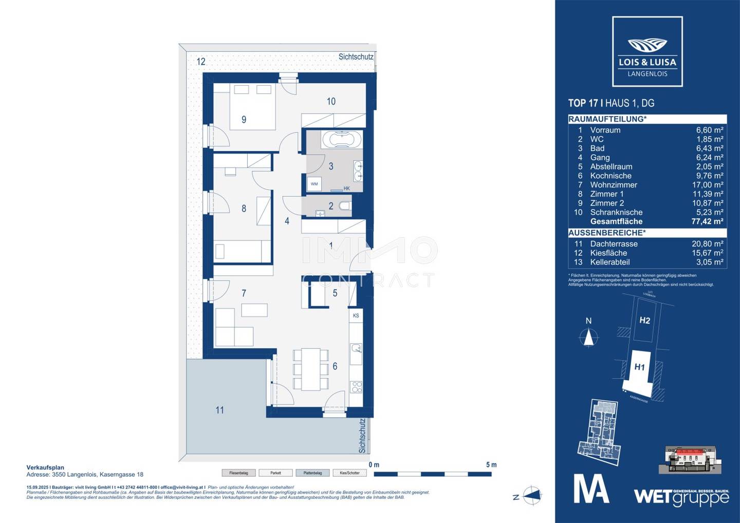 New build apartment first occupancy terrace with underground garage