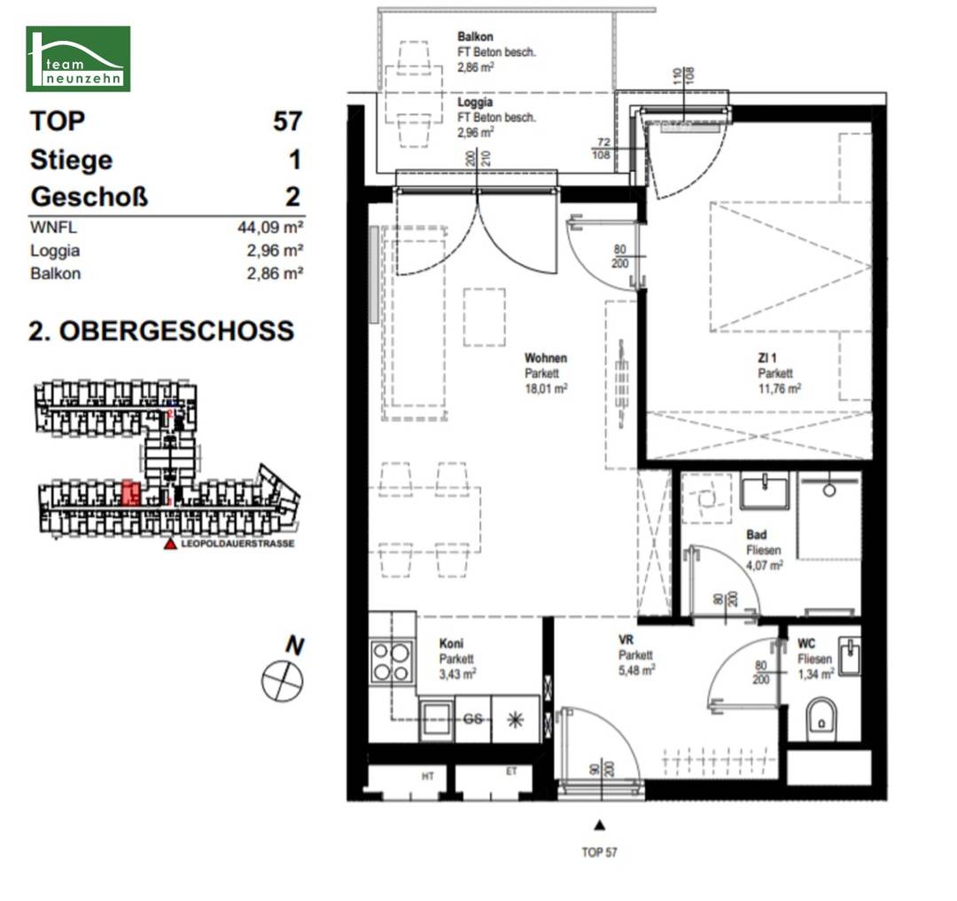 2-Zimmer-Neubauwohnung Leopoldau