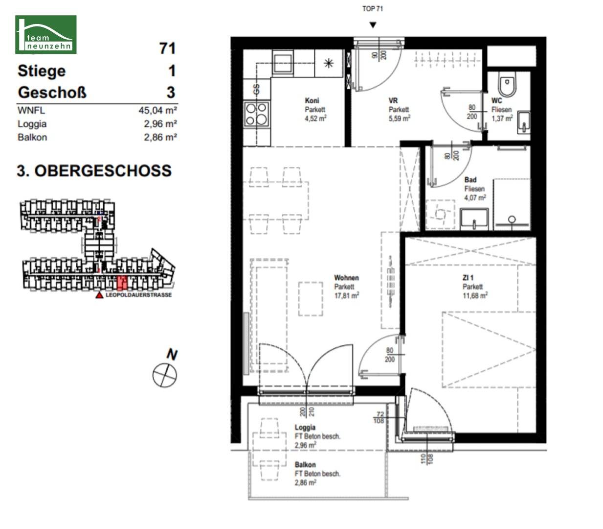 LEO 131: 2-Rm Apt 45m² Vienna 1210