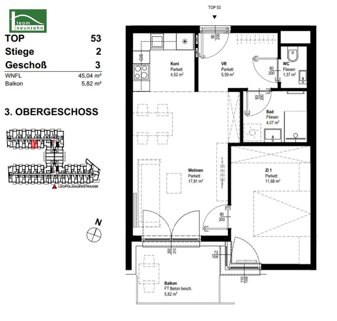Sonnige 2-Zi.-Wohnung in Leopoldau