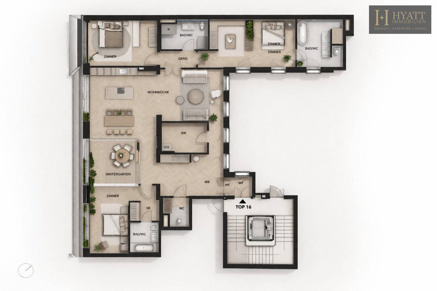 Dachgeschosswohnung in der Wiener Innenstadt mit Garage