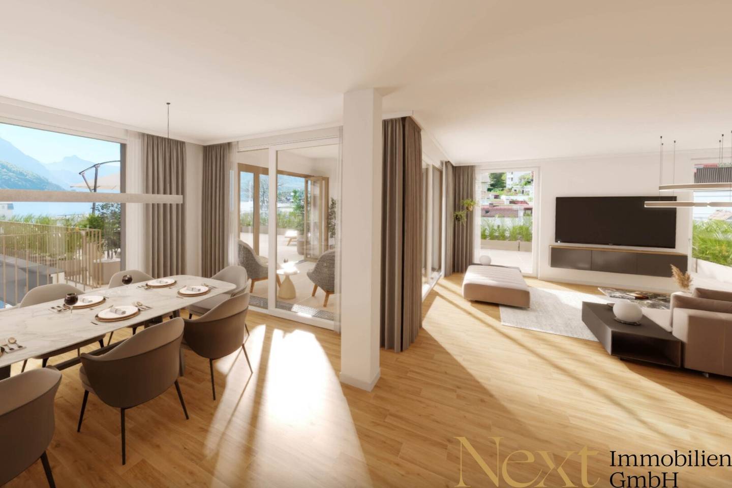 Top floor apartment with Traunsee lake view and generous roof terrace