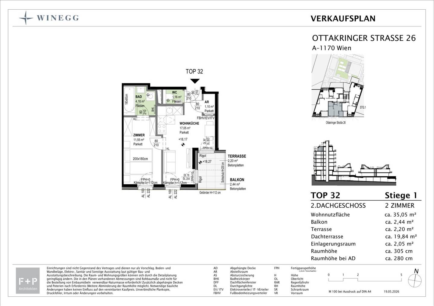 Nachhaltig & hoch oben am Yppenplatz. – 3 m Raumhöhe XL Dachterrasse im Dachgeschoss