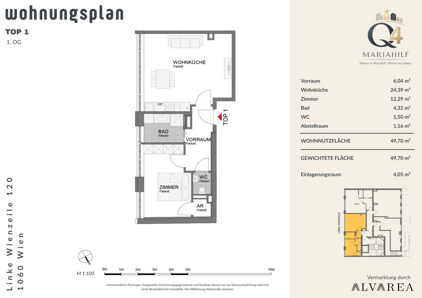 Modern apartment near Naschmarkt with open plan kitchen