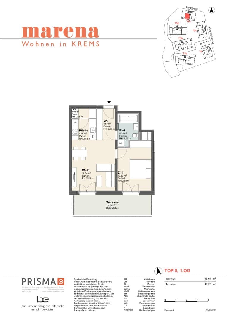 New build apartment with sunny terrace