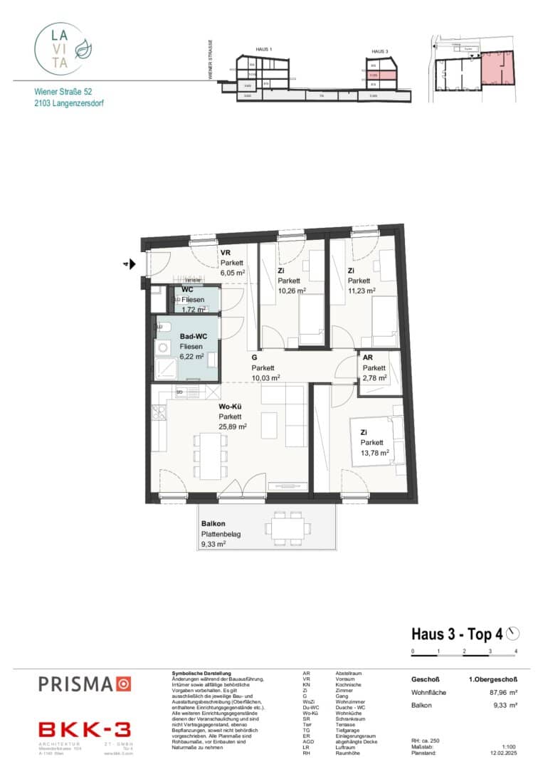 LAVITA - Modern 4 room first occupancy apartment with south balcony in Langenzersdorf for every life situation