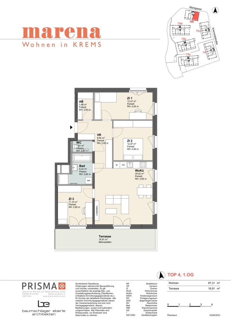 marena - Living in Krems: 4-room apartment with terrace and south view