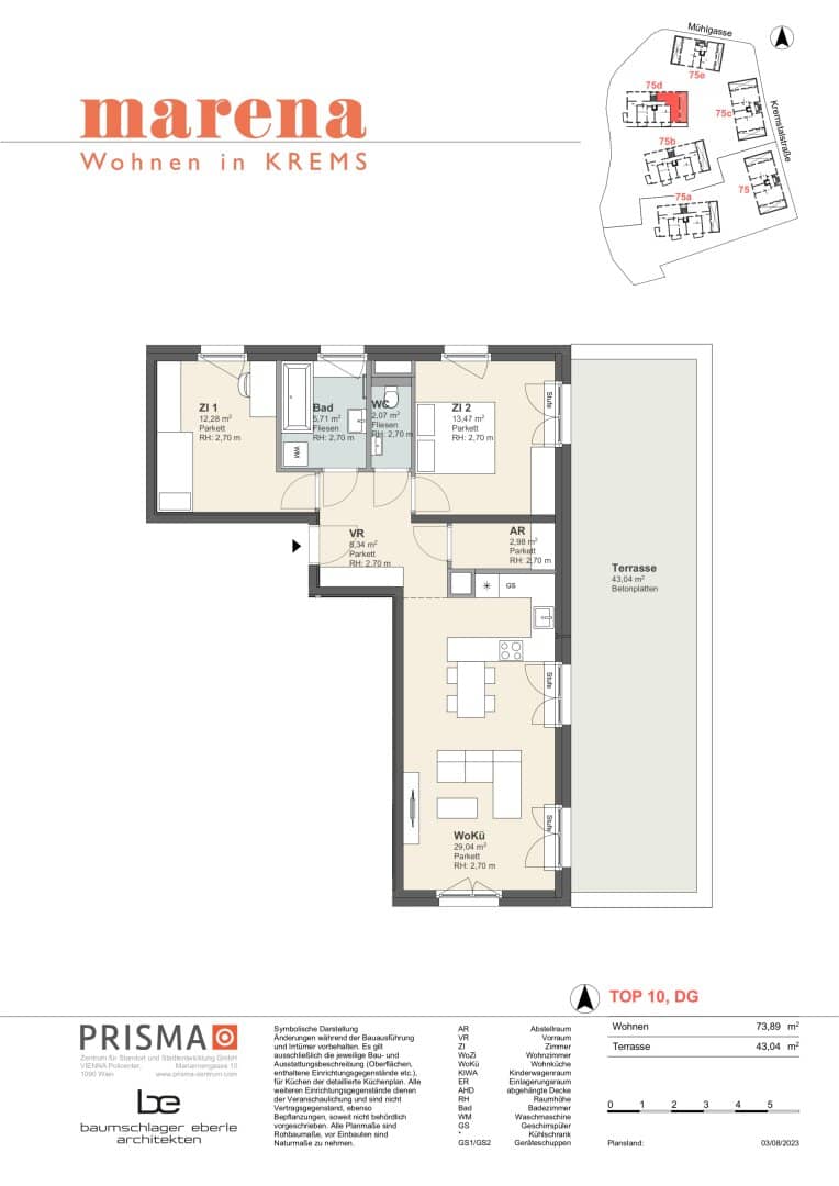 Dachgeschosswohnung Erstbezug Dachterrasse