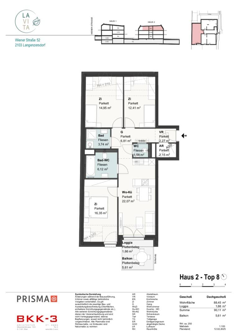 LAVITA - Attic apartment in Langenzersdorf 4 rooms 88m² with 2 bathrooms and south balcony