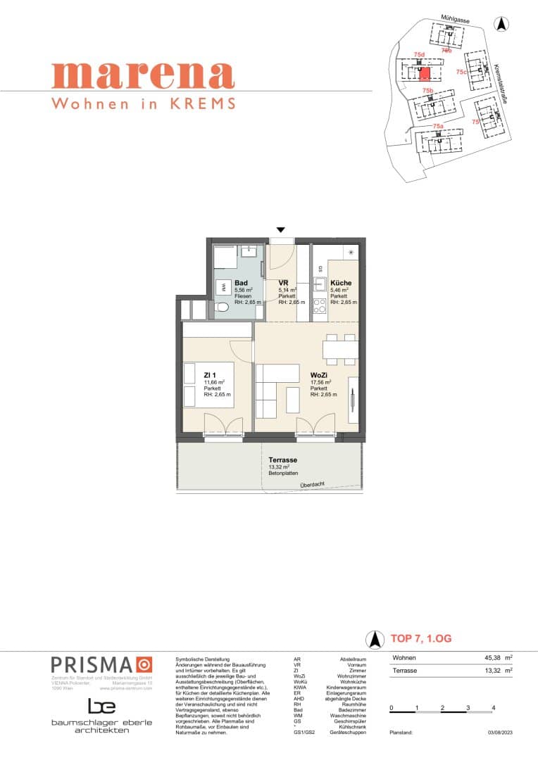 New build apartment with southeast terrace
