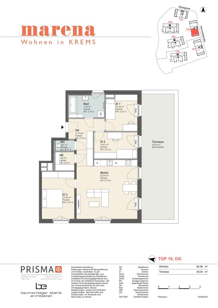Living in Krems: 4-room apartment with large sunny roof terrace