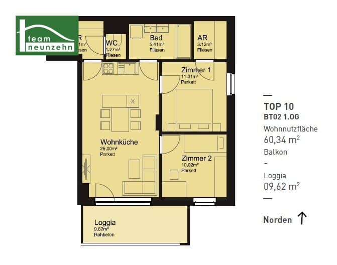 New build apartment with loggia in quiet area