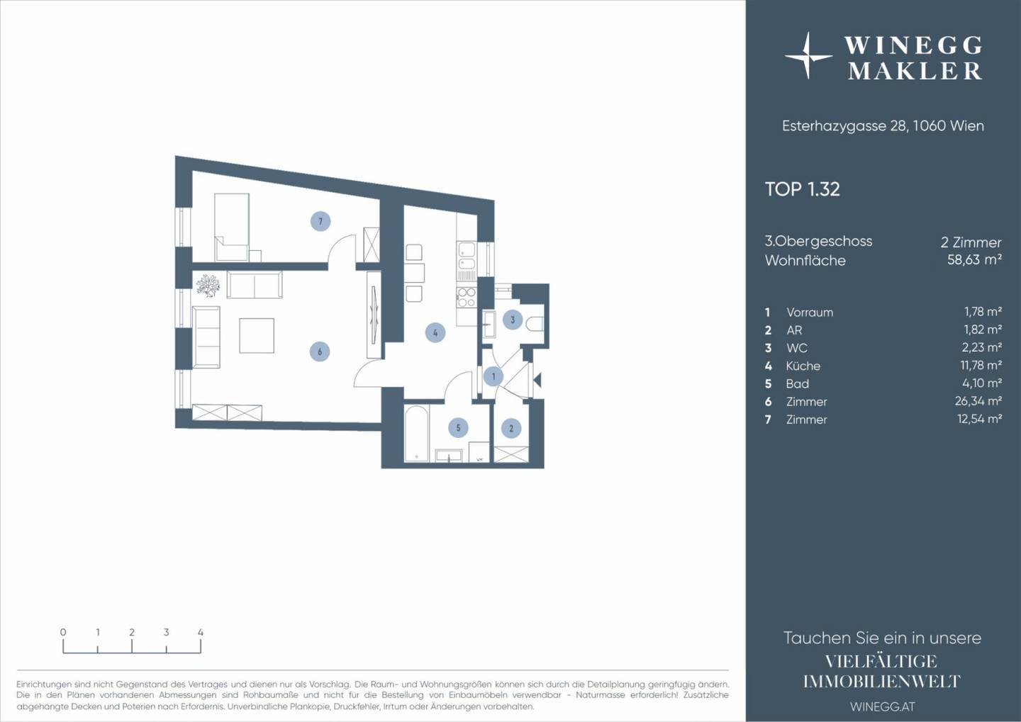 Bright 2-room flat, 3rd floor, Vienna