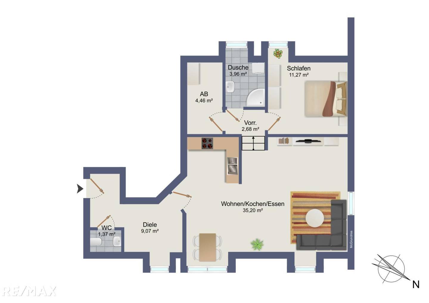 Wohnung am Hauptplatz renoviert hell