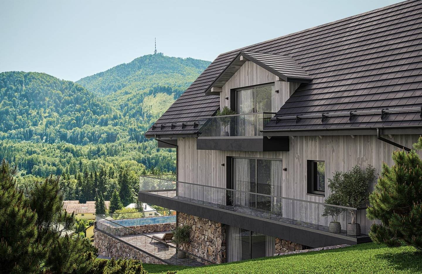 Erdgeschosswohnung mit Terrasse und Außenpool