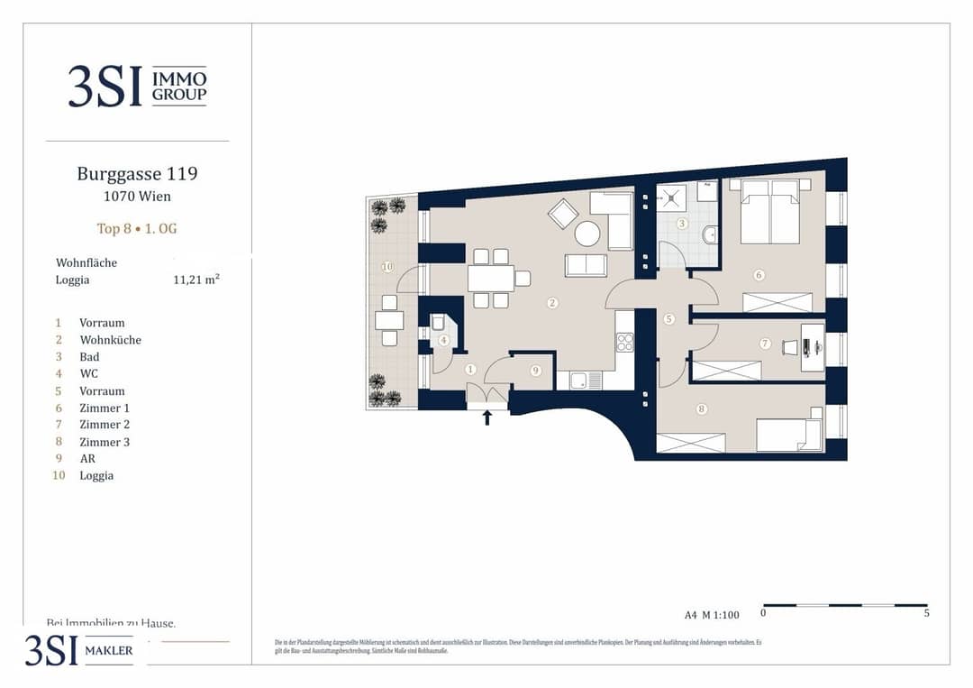 Stilvolle 4-Zimmer-Wohnung mit Loggia