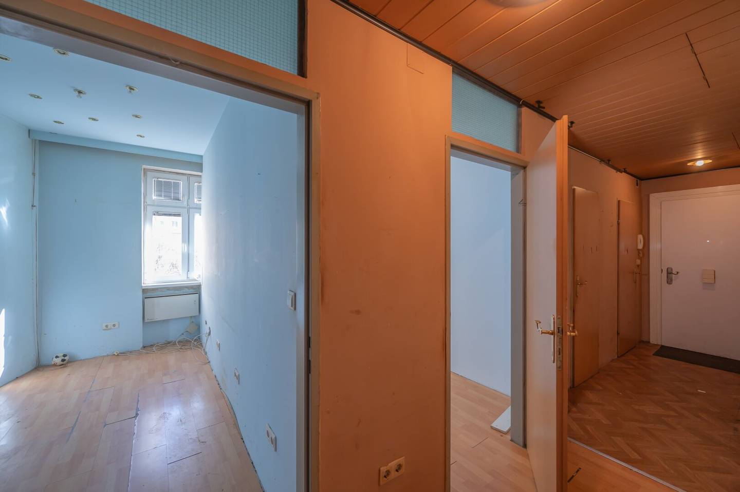 New quiet two room old building apartment with separate kitchen remodeling potential