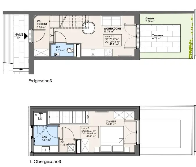 Apartment on the city fringe with terrace and garden first occupancy