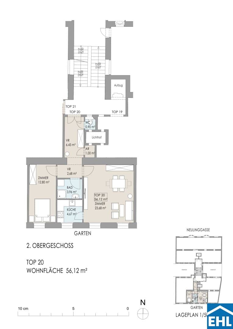 Altbauwohnung hofseitig ruhig mit Lift und Balkon möglich