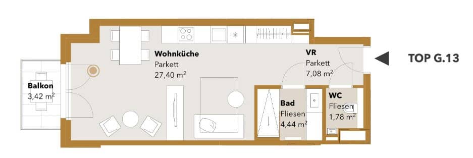 ASG IV-Qualitatives Wohnen in urbaner Lage: hochwertige 1-Zimmer Wohnung mit Balkon! Provisionsfrei