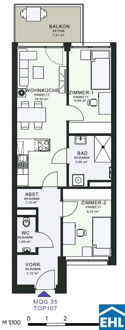 Wohnung nahe der Messe mit Innenhof und Park