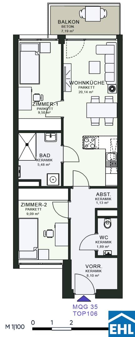 Wohnung nahe Messe Graz Neubau mit Balkon