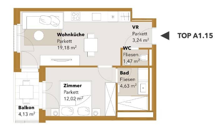 ASG IV-Qualitatives Wohnen in urbaner Lage: hochwertiger 2-Zimmer ZWEITBEZUG mit BALKON! Provisionsfrei!