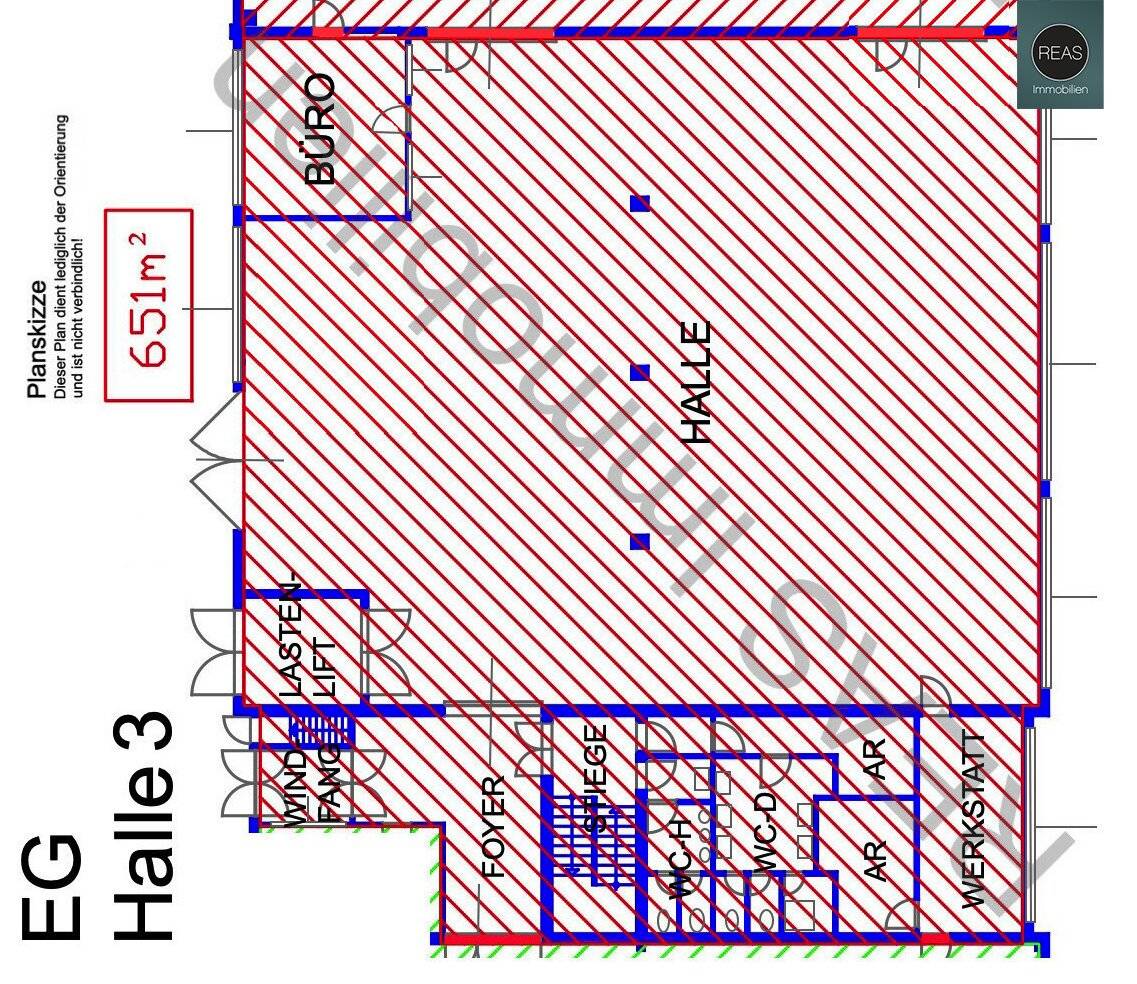 Hall 2000m² near U1 Leopoldau