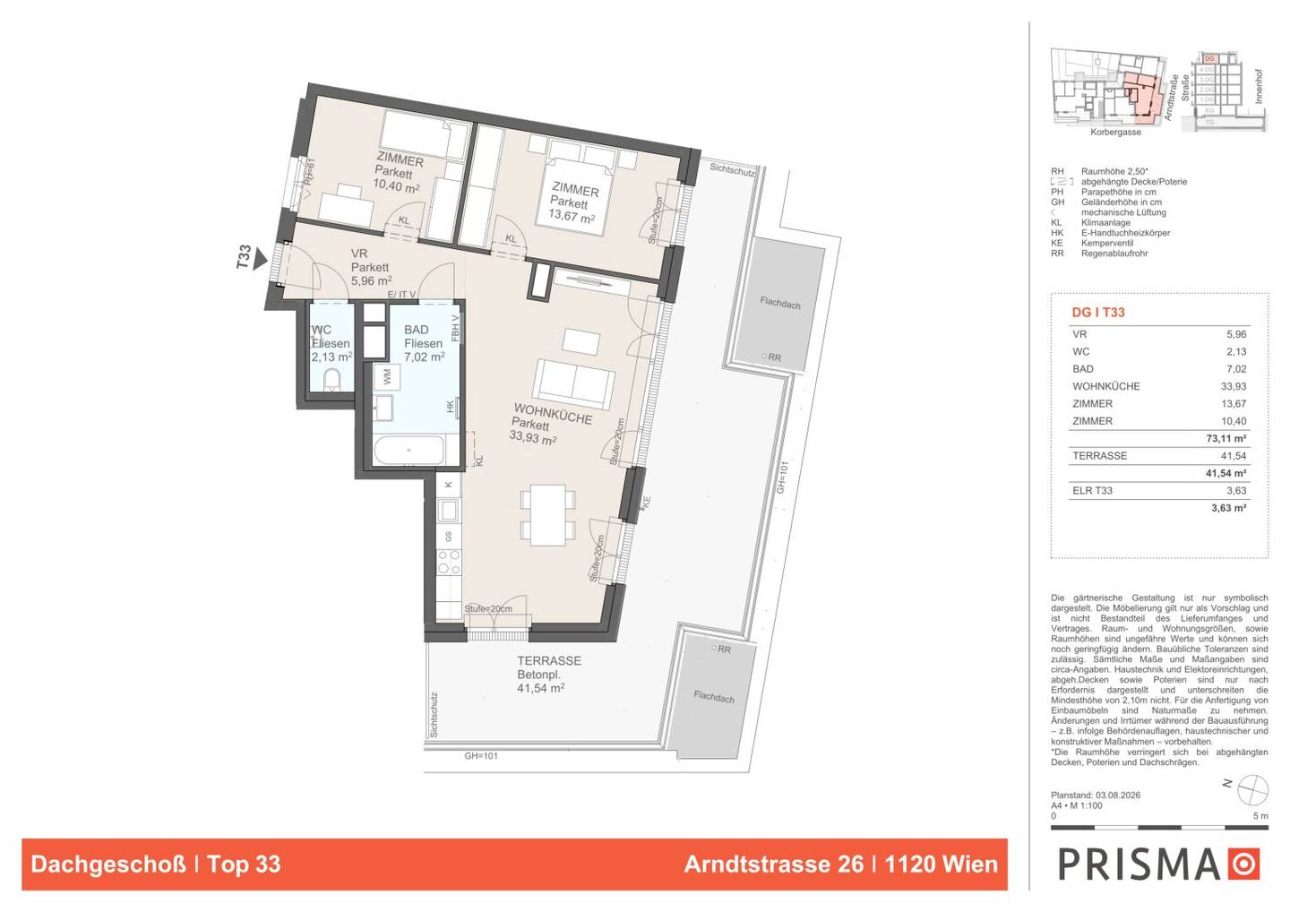 Attic apartment in Meidling with large terrace