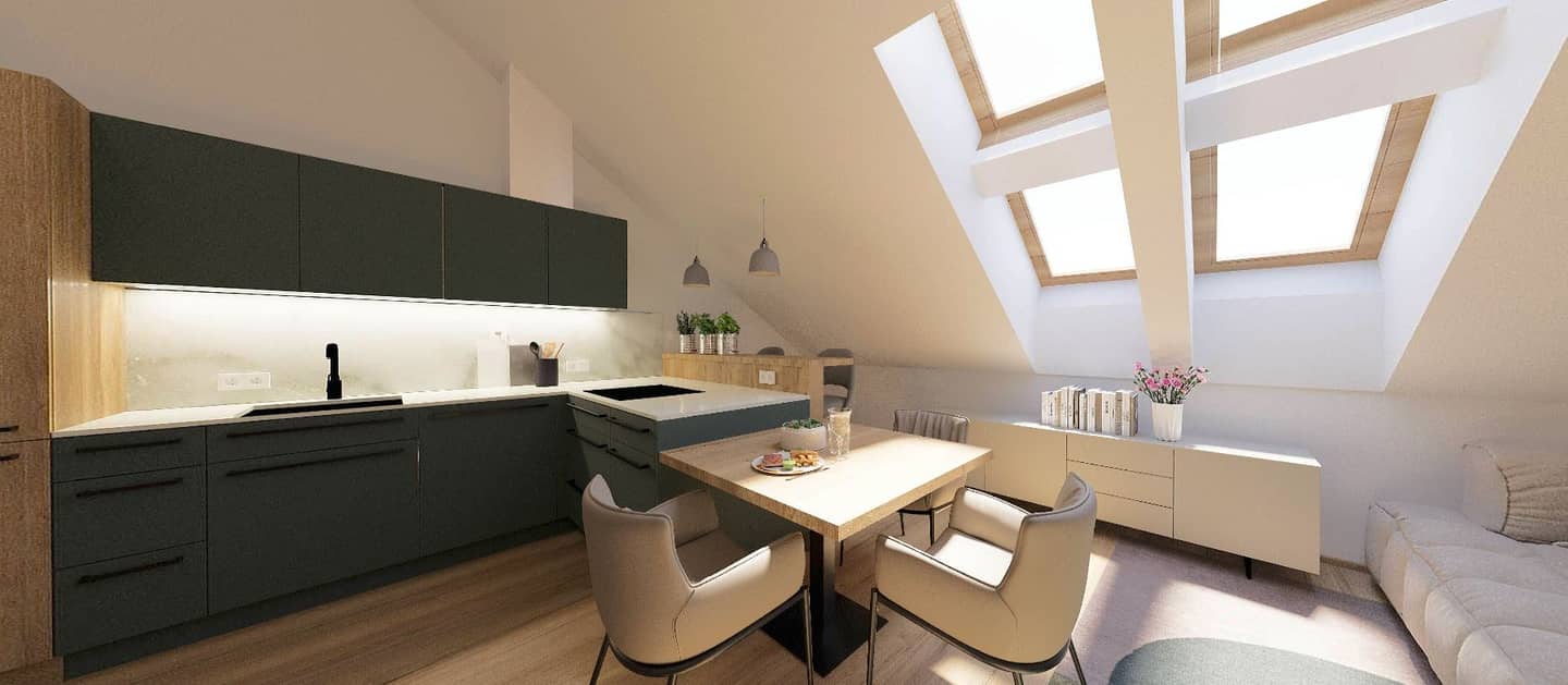 Dachgeschosswohnung with terrace and custom kitchen renovated in 2024