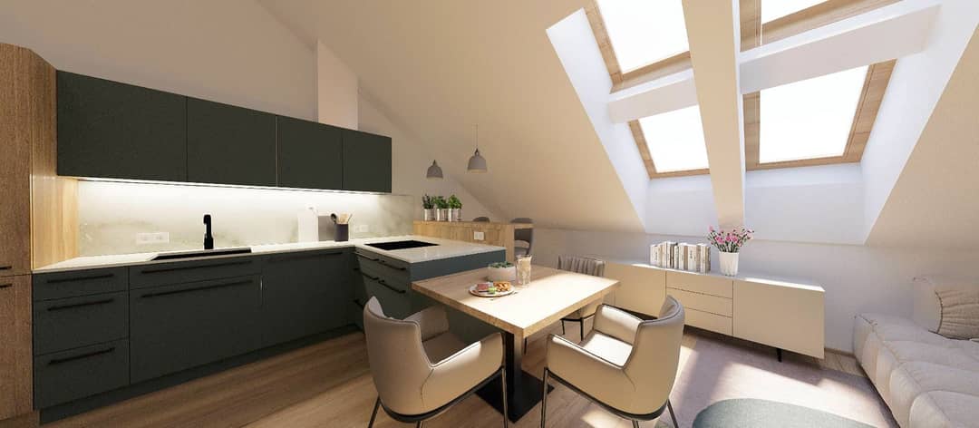 Dachgeschosswohnung mit Terrasse und Tischlerküche