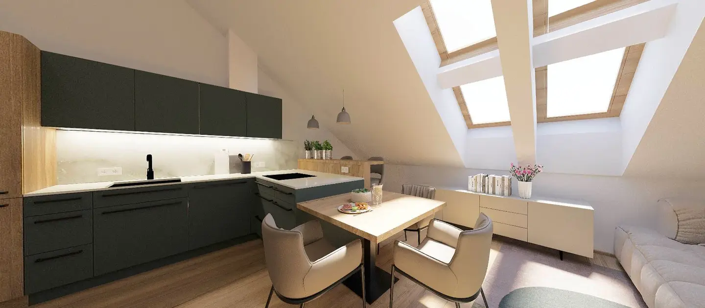 Dachgeschosswohnung with terrace and custom kitchen renovated in 2024