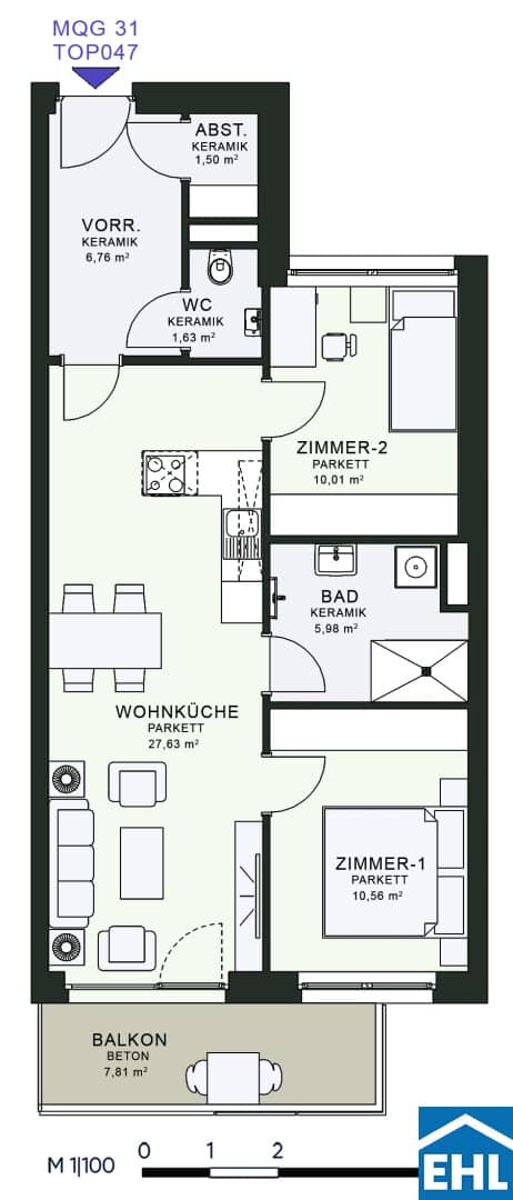 Wohnung im Messequartier Graz Balkon Erstbezug
