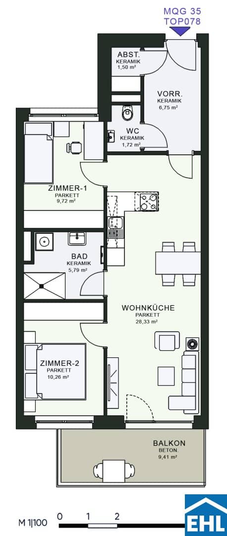 Wohnung im Messequadrant Erstbezug Balkon