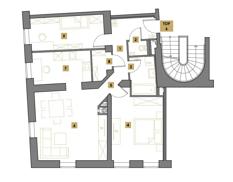Apartment Renovated historic building First occupancy