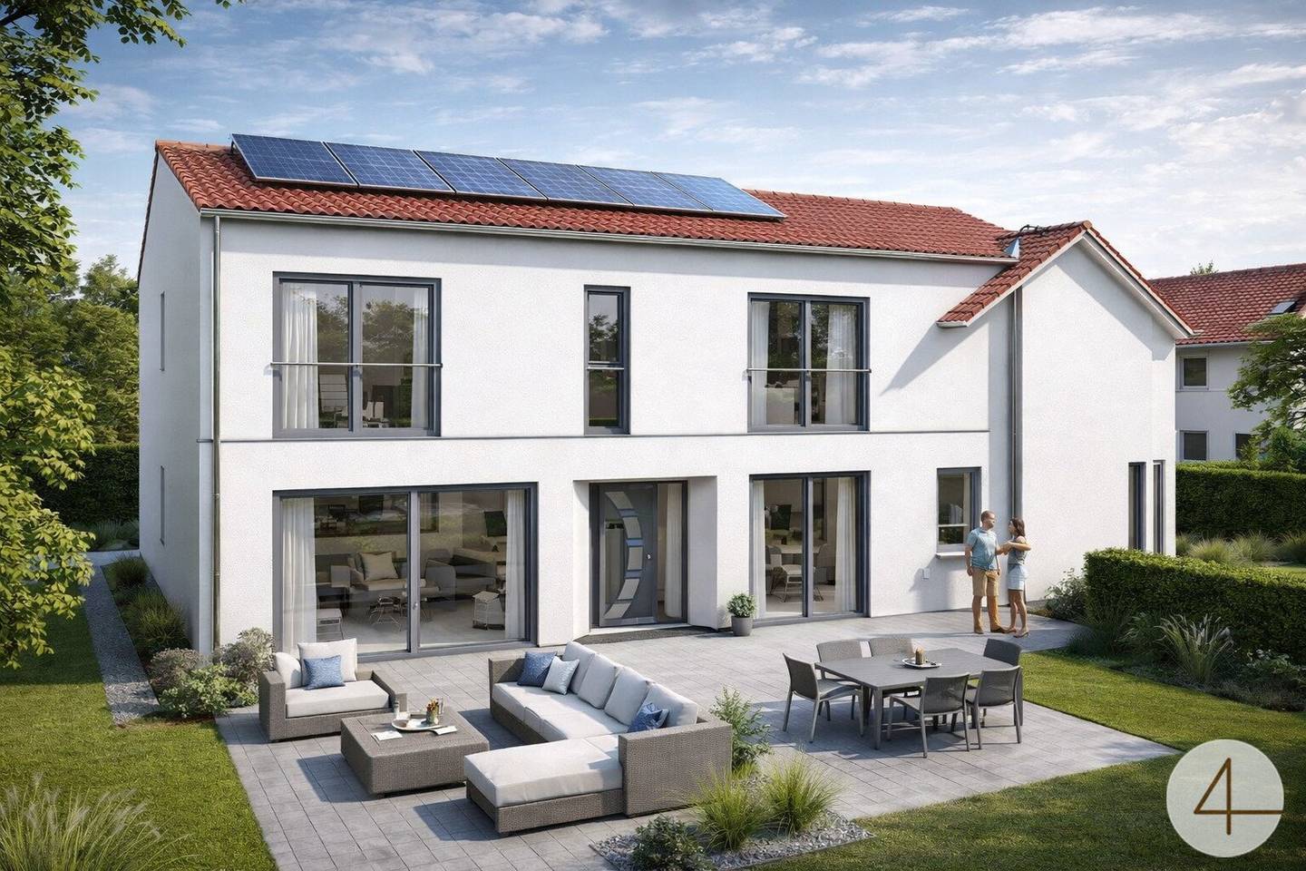 First occupancy Modern single-family house with cozy garden