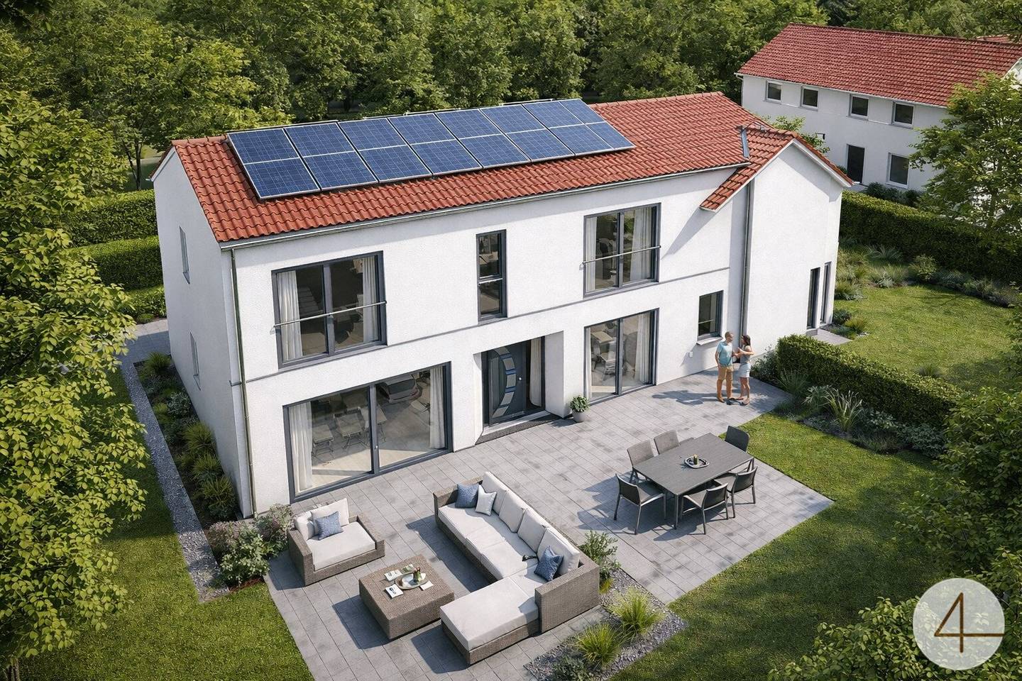 First occupancy Modern single-family house with cozy garden