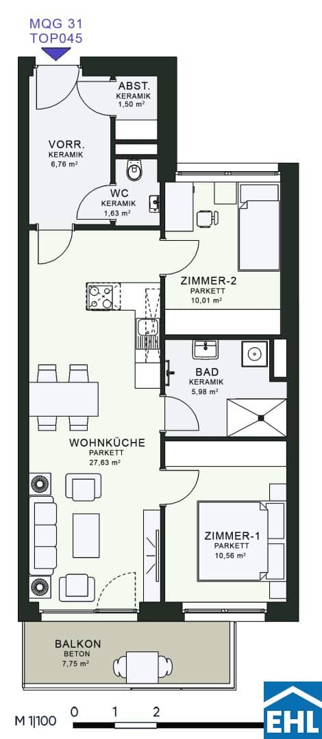 Wohnung Messequadrant Erstbezug Balkon