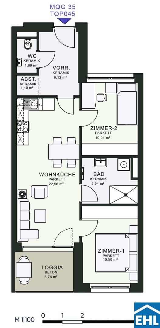 Wohnung Neubau Erstbezug Loggia Messe Graz