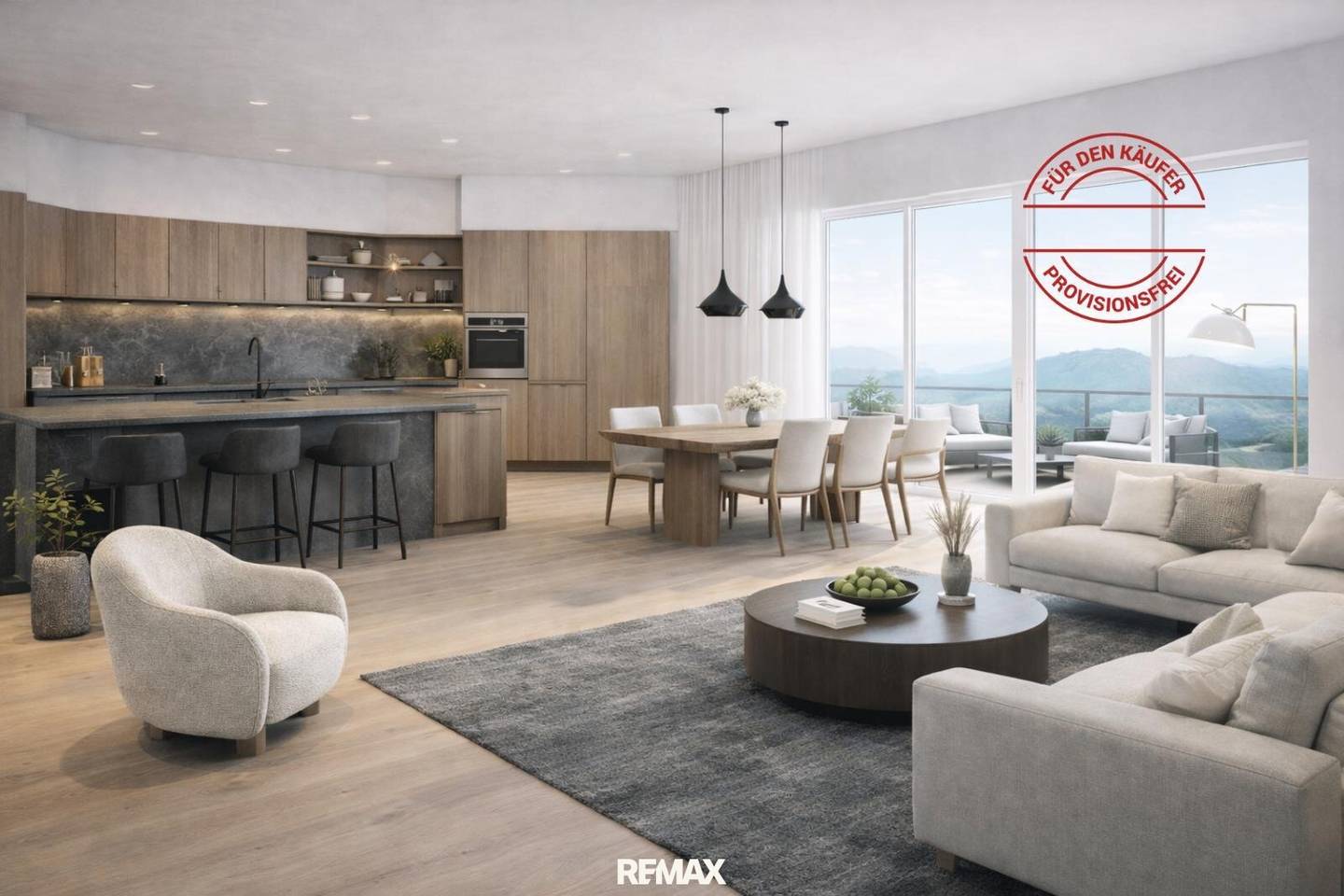 Penthouse mit Dachterrasse und offenem Wohnbereich