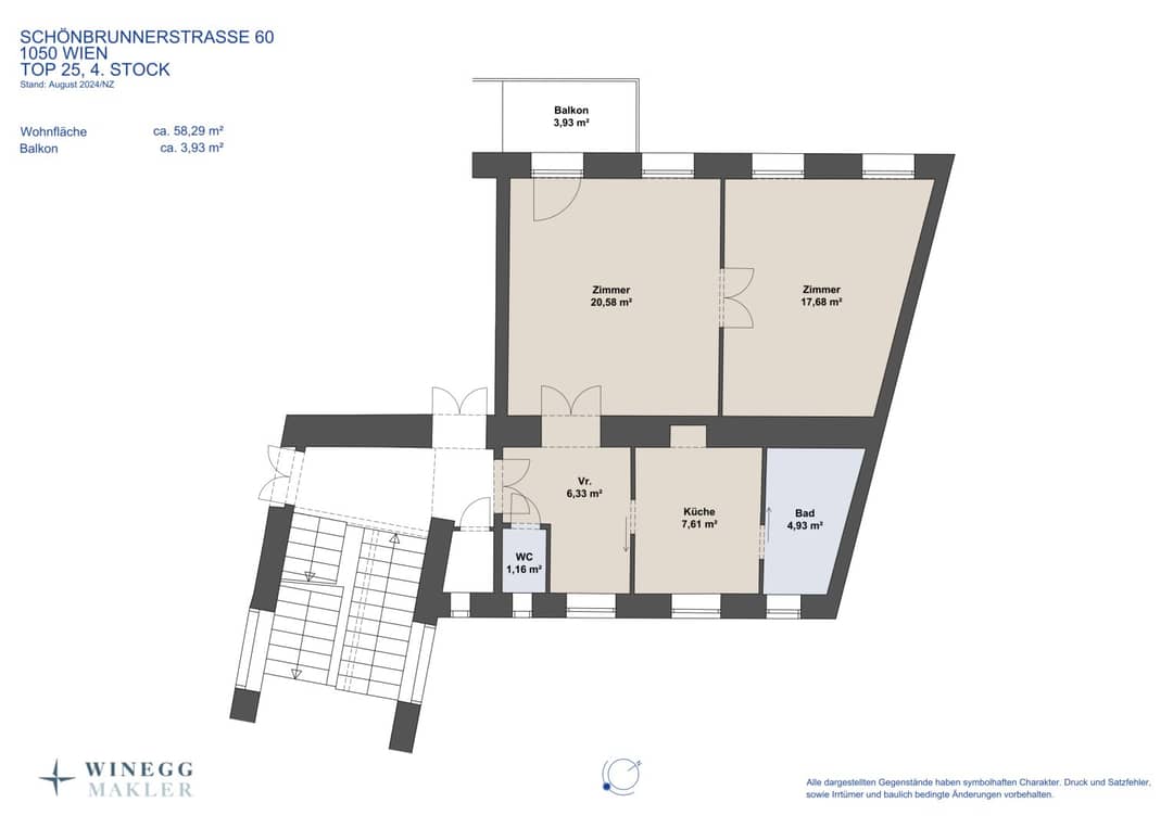 2-Zimmer-Altbauwohnung mit Balkon