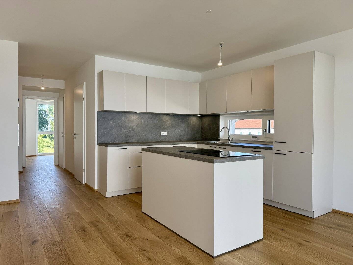 Newly built first occupancy apartment balcony garage