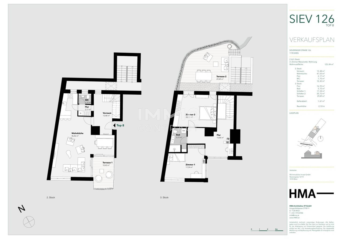 Apartment with two terraces in Döbling and geothermal energy