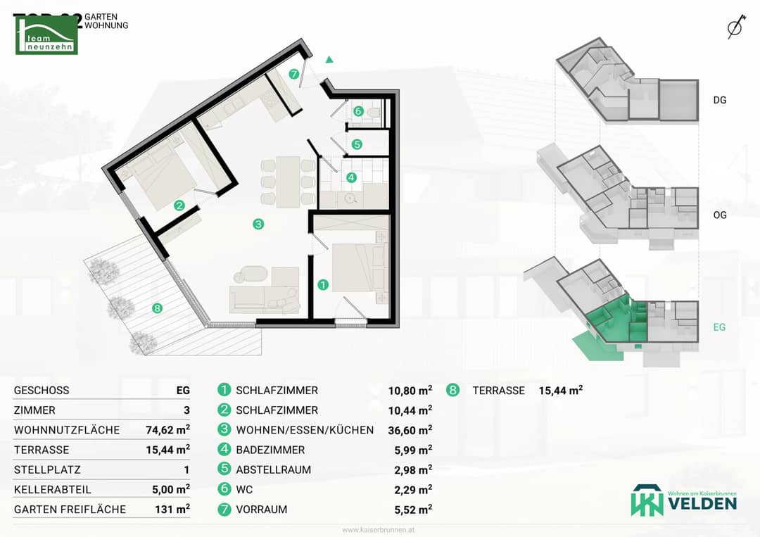 Garden Apartment EG Velden 74m²