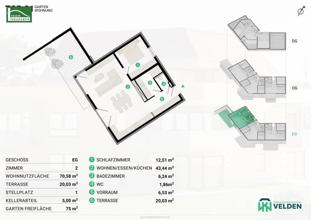 Ground floor apartment with garden and terrace