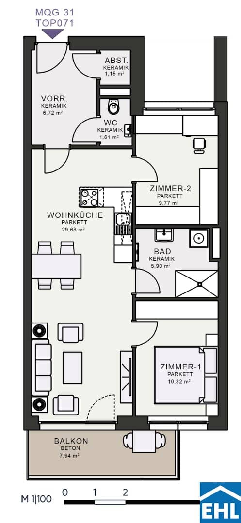 New build first occupancy apartment in Messequadrant Graz