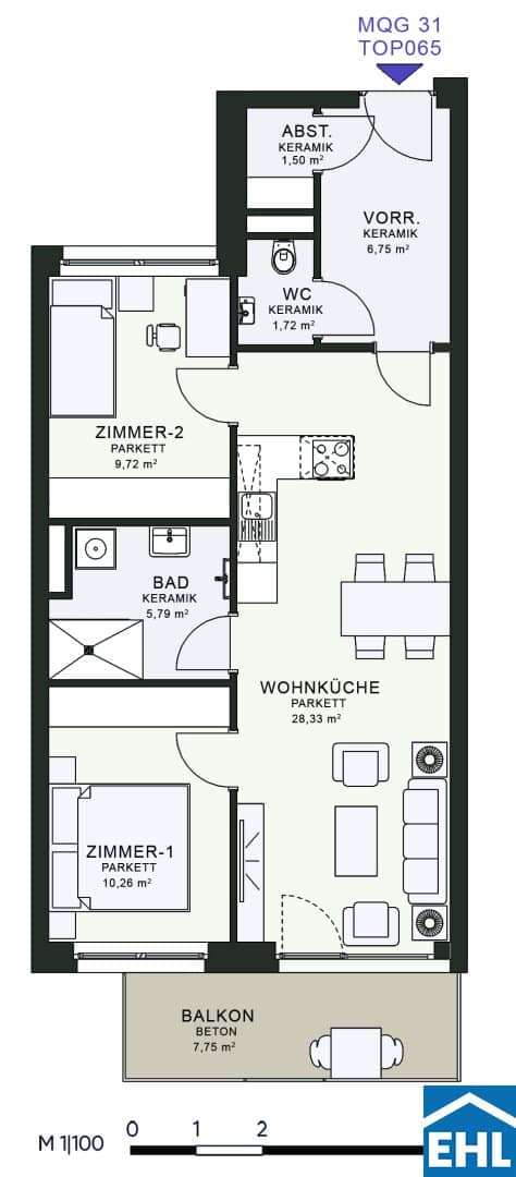 Wohnung Erstbezug Neubau Balkon Messe Graz
