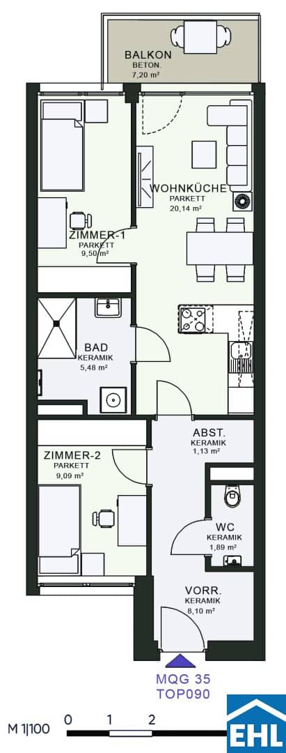 Wohnung Erstbezug Balkon nahe Grazer Messe