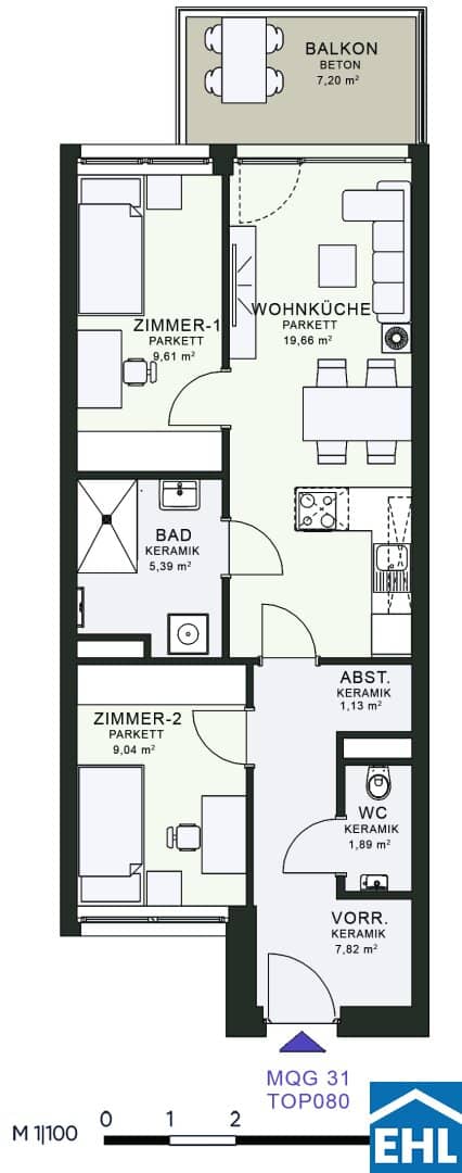 Apartment newly built first occupancy balcony near the trade fair grounds