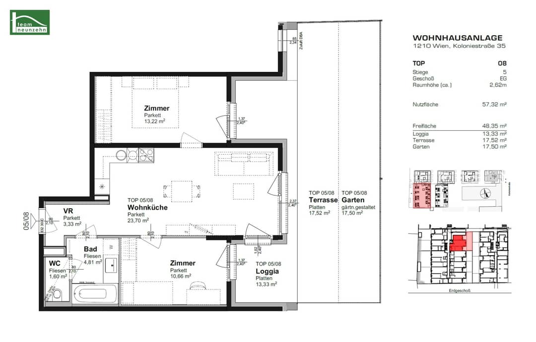 Newly built apartment with garden and loggia